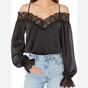 NWT BCBGMAXAZRIA womens Bodysuit With Cold Shoulder Long Sleeves